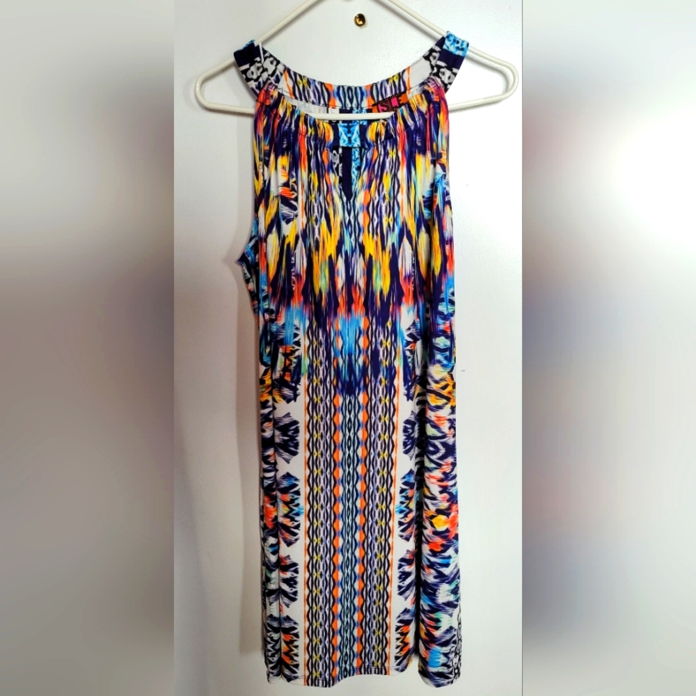 Colorful Sleeveless Patterned Dress Size XL